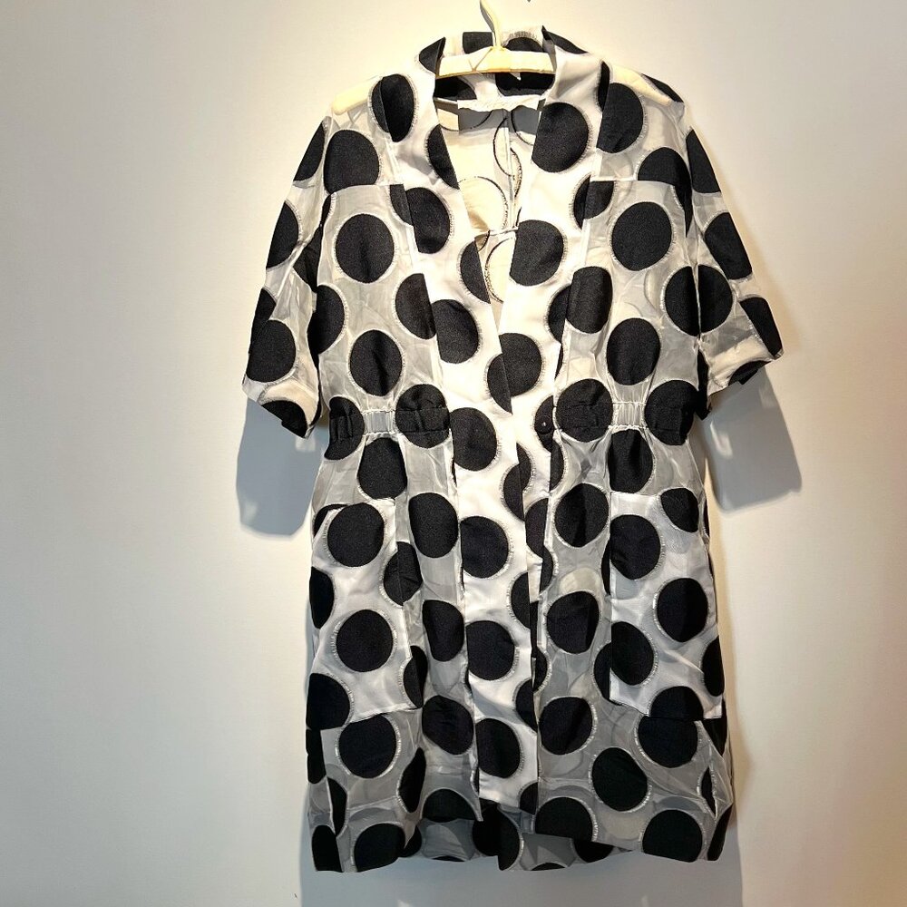 Lela Rose Black and White Polka Dot Wrap Dress Size 4